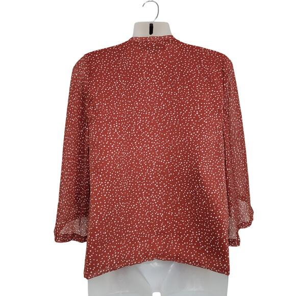 Forever 21 Dot Print Loose Fit Sheer Open Front Cardigan Red Size Medium - Picture 3 of 6